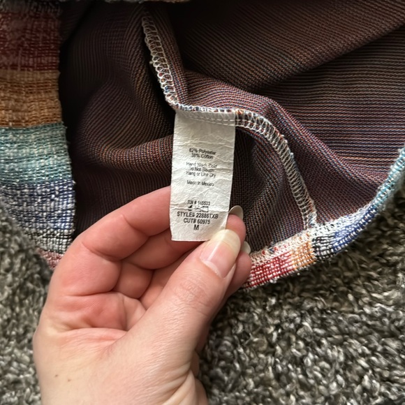 W5 Medium Rainbow Textured Crew Neck Front Tie Blouse Size Medium - Picture 3 of 4